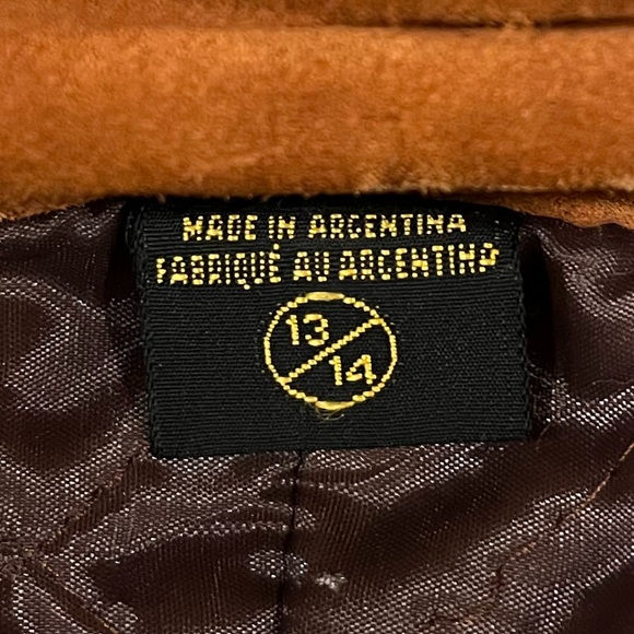 Vintage Suede Leather Jacket Burnt Orange Belted Suede Coat Size Medium 13/14 - Picture 9 of 17